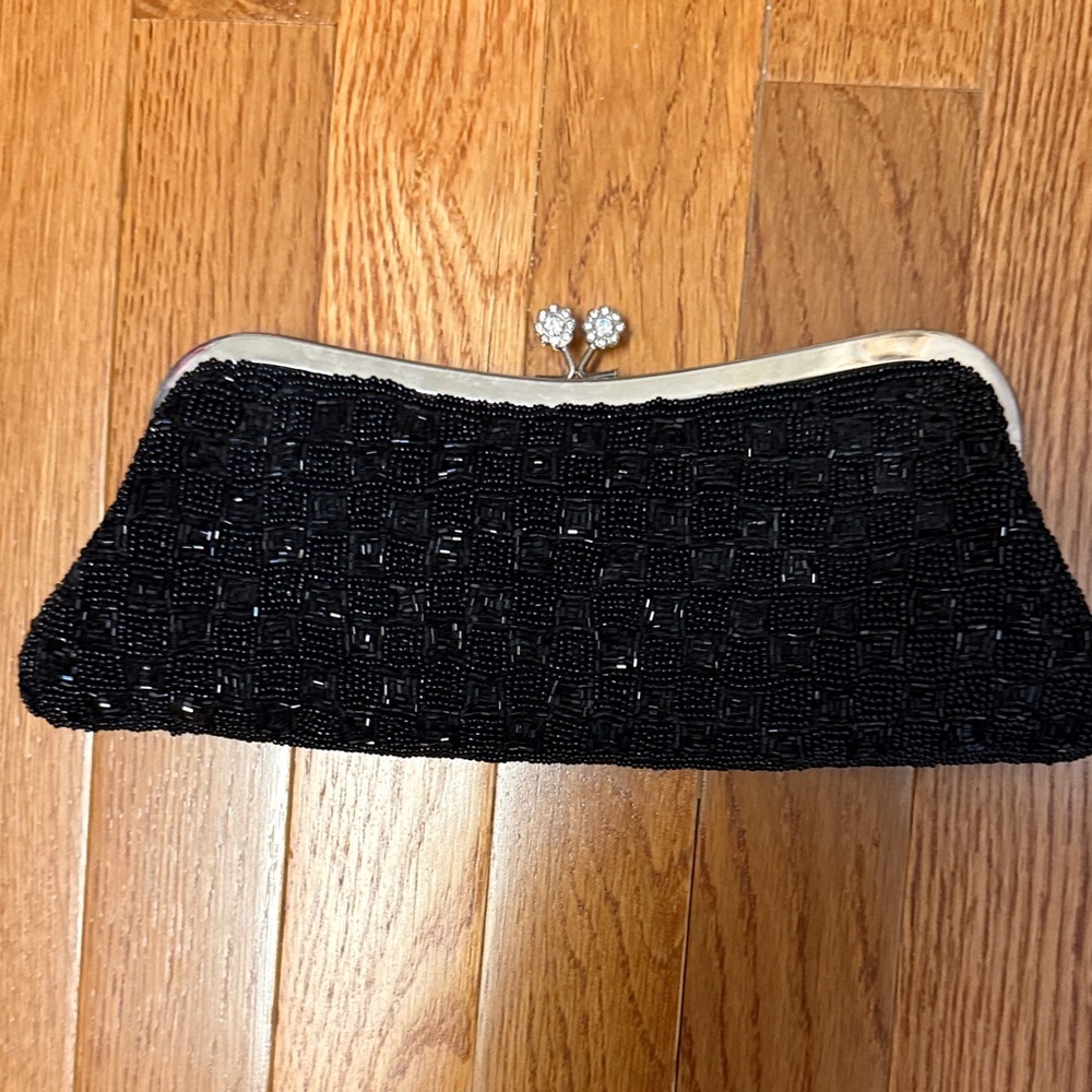 Elegant Black Beaded Clutch